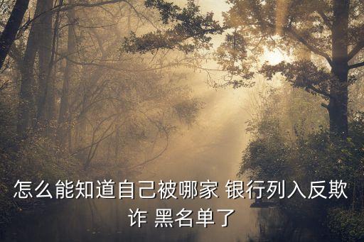 怎么能知道自己被哪家 銀行列入反欺詐 黑名單了