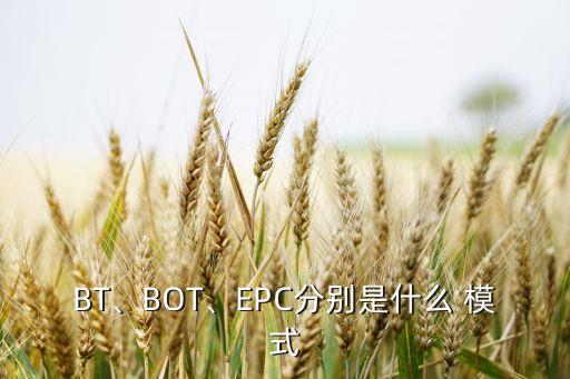 BT、BOT、EPC分別是什么 模式