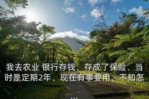 我去農(nóng)業(yè) 銀行存錢、存成了保險、當時是定期2年、現(xiàn)在有事要用、不知怎...