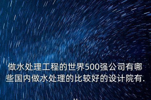 做水處理工程的世界500強(qiáng)公司有哪些國內(nèi)做水處理的比較好的設(shè)計(jì)院有...