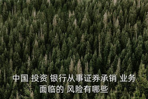 中國(guó) 投資 銀行從事證券承銷(xiāo) 業(yè)務(wù)面臨的 風(fēng)險(xiǎn)有哪些