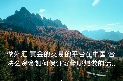 做外匯 黃金的交易的平臺(tái)在中國(guó) 合法么資金如何保證安全呢想做的話...