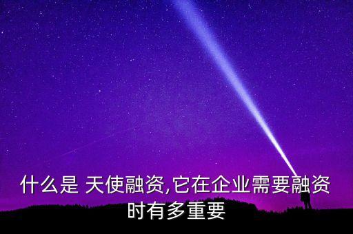 什么是 天使融資,它在企業(yè)需要融資時有多重要