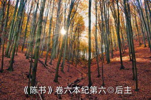 《陳書》卷六本紀(jì)第六◎后主