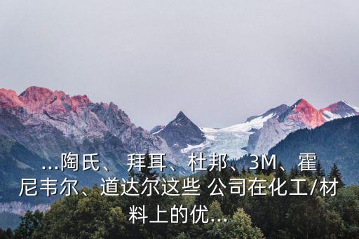 ...陶氏、 拜耳、杜邦、3M、霍尼韋爾、道達(dá)爾這些 公司在化工/材料上的優(yōu)...