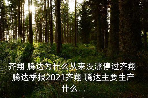 齊翔 騰達(dá)為什么從來沒漲停過齊翔 騰達(dá)季報2021齊翔 騰達(dá)主要生產(chǎn)什么...