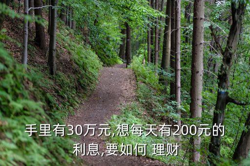 手里有30萬元,想每天有200元的 利息,要如何 理財