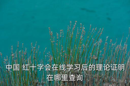 中國(guó) 紅十字會(huì)在線學(xué)習(xí)后的理論證明在哪里查詢