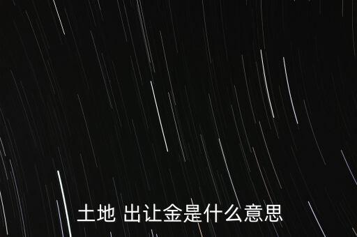  土地 出讓金是什么意思