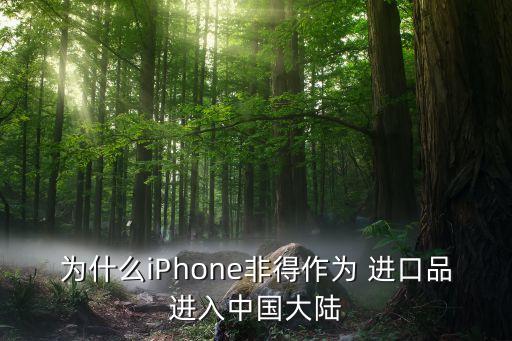 為什么iPhone非得作為 進口品進入中國大陸