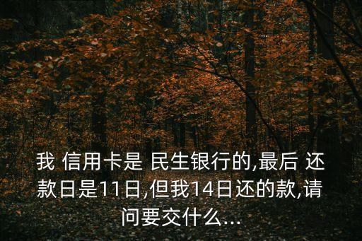 我 信用卡是 民生銀行的,最后 還款日是11日,但我14日還的款,請問要交什么...