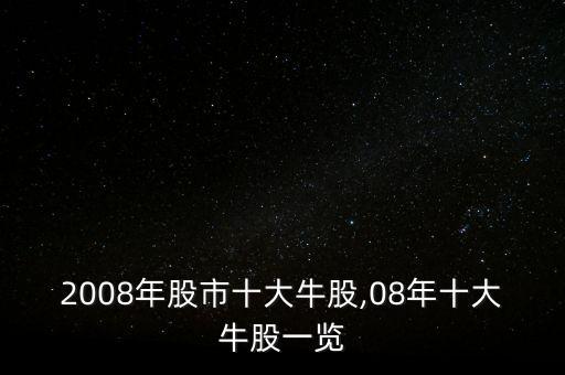 2008年股市十大牛股,08年十大牛股一覽