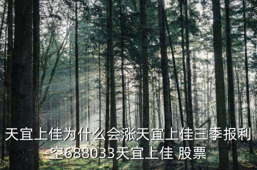 天宜上佳為什么會(huì)漲天宜上佳三季報(bào)利空688033天宜上佳 股票