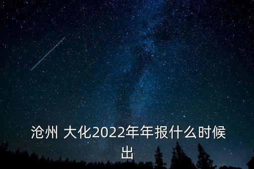  滄州 大化2022年年報什么時候出