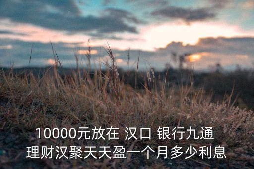 10000元放在 漢口 銀行九通 理財(cái)漢聚天天盈一個(gè)月多少利息