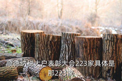 順德納稅大戶表彰大會223家具體是那223家