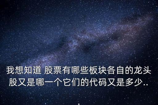 我想知道 股票有哪些板塊各自的龍頭股又是哪一個它們的代碼又是多少...