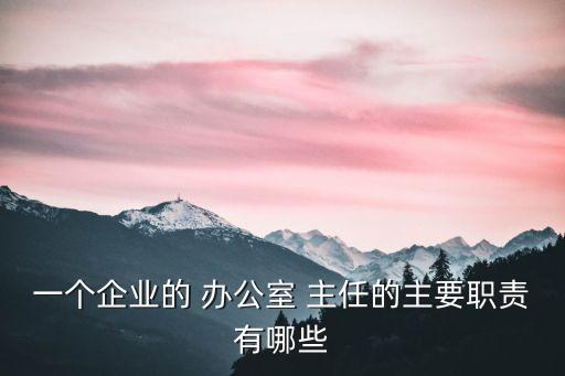 一個企業(yè)的 辦公室 主任的主要職責(zé)有哪些