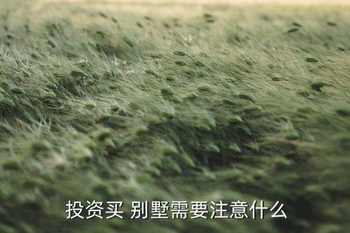  投資買(mǎi) 別墅需要注意什么