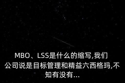 MBO、LSS是什么的縮寫(xiě),我們 公司說(shuō)是目標(biāo)管理和精益六西格瑪,不知有沒(méi)有...