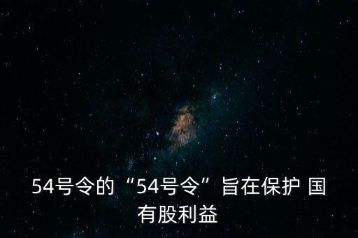 54號(hào)令的“54號(hào)令”旨在保護(hù) 國(guó)有股利益